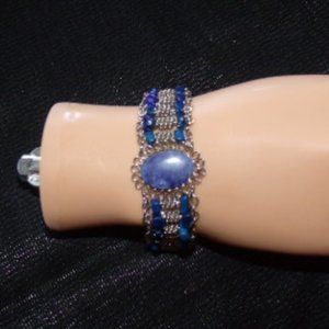 6" Alpaca Silver-Lapis Luzil Stoned Bracelet